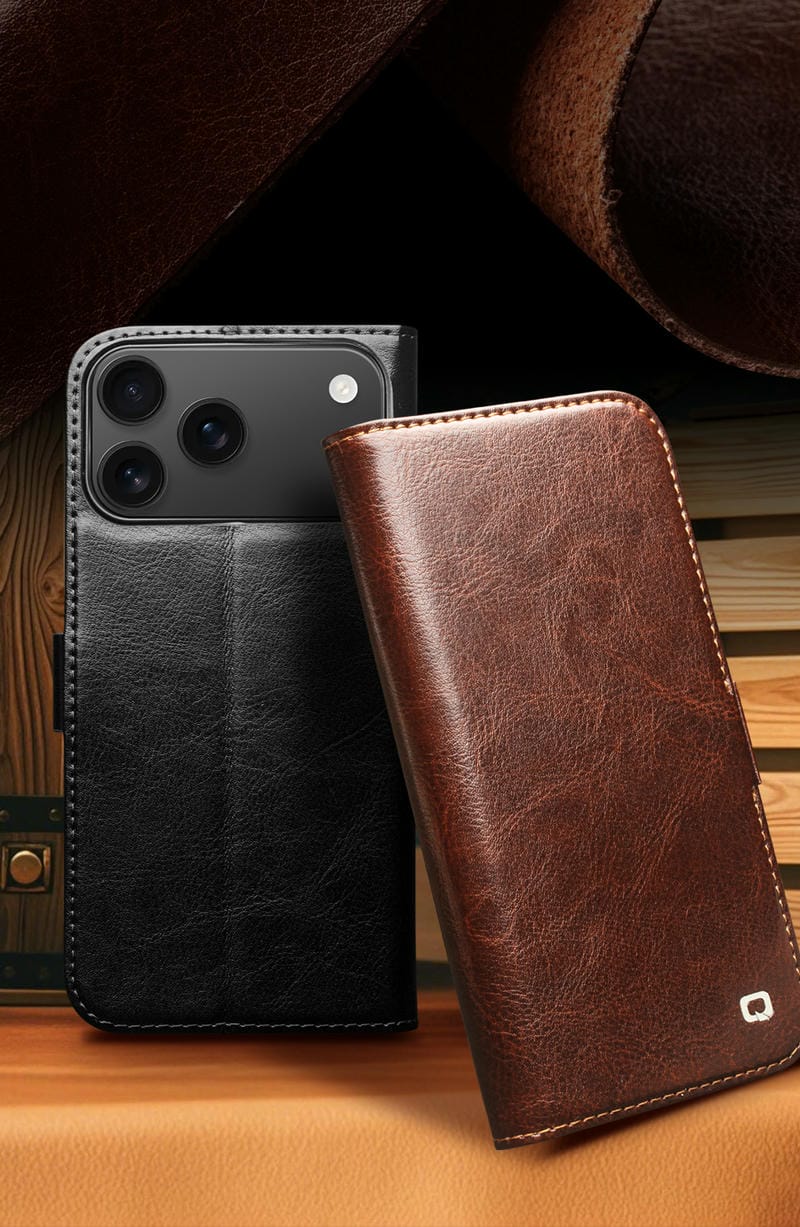 Bao da iPhone 17 Pro Max Qlino Wallet da bò thật 12563